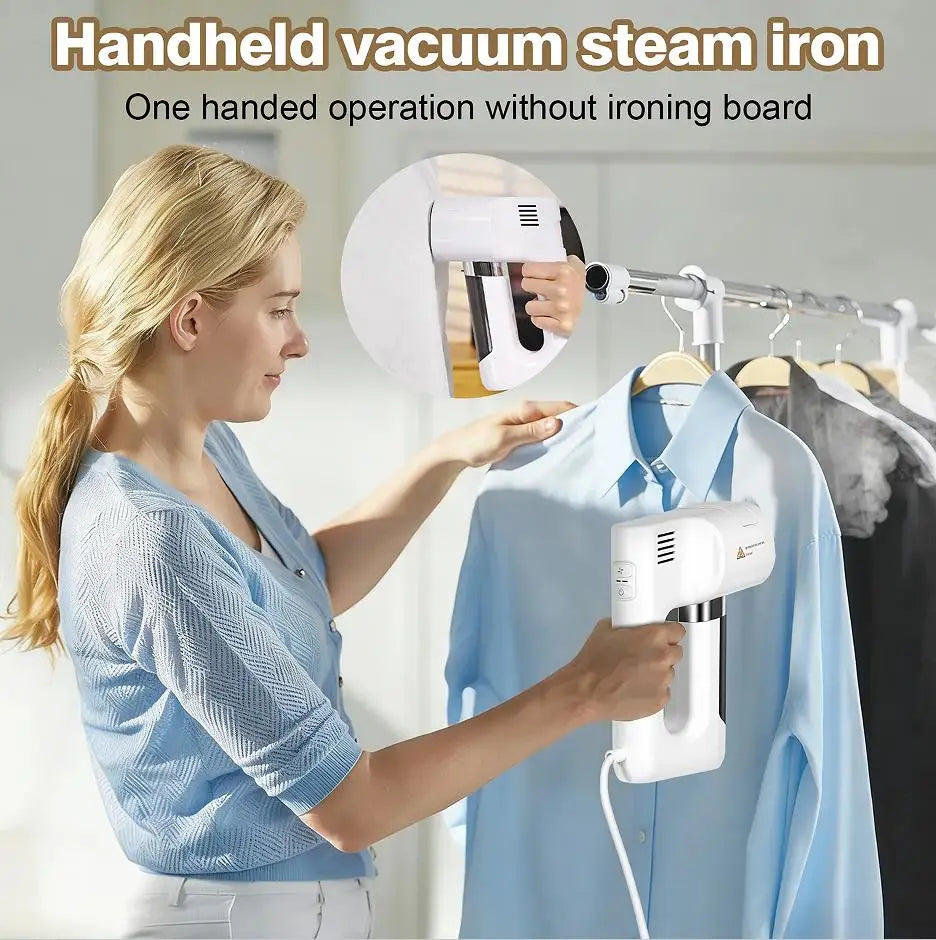 Vacuum Steamer,1200W 3500Pa Suction Handheld Clothes Steamer with 2 Levels of Suction Handheld Steam Iron for Home Dry&Wet Iron
