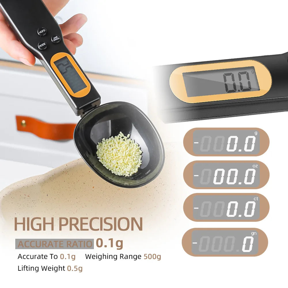 LCD Digital Measurement Adjustable Weighing Spoon Kitchen Scale Electronic Measuring Spoon Coffee Powder Scale Baking Scale