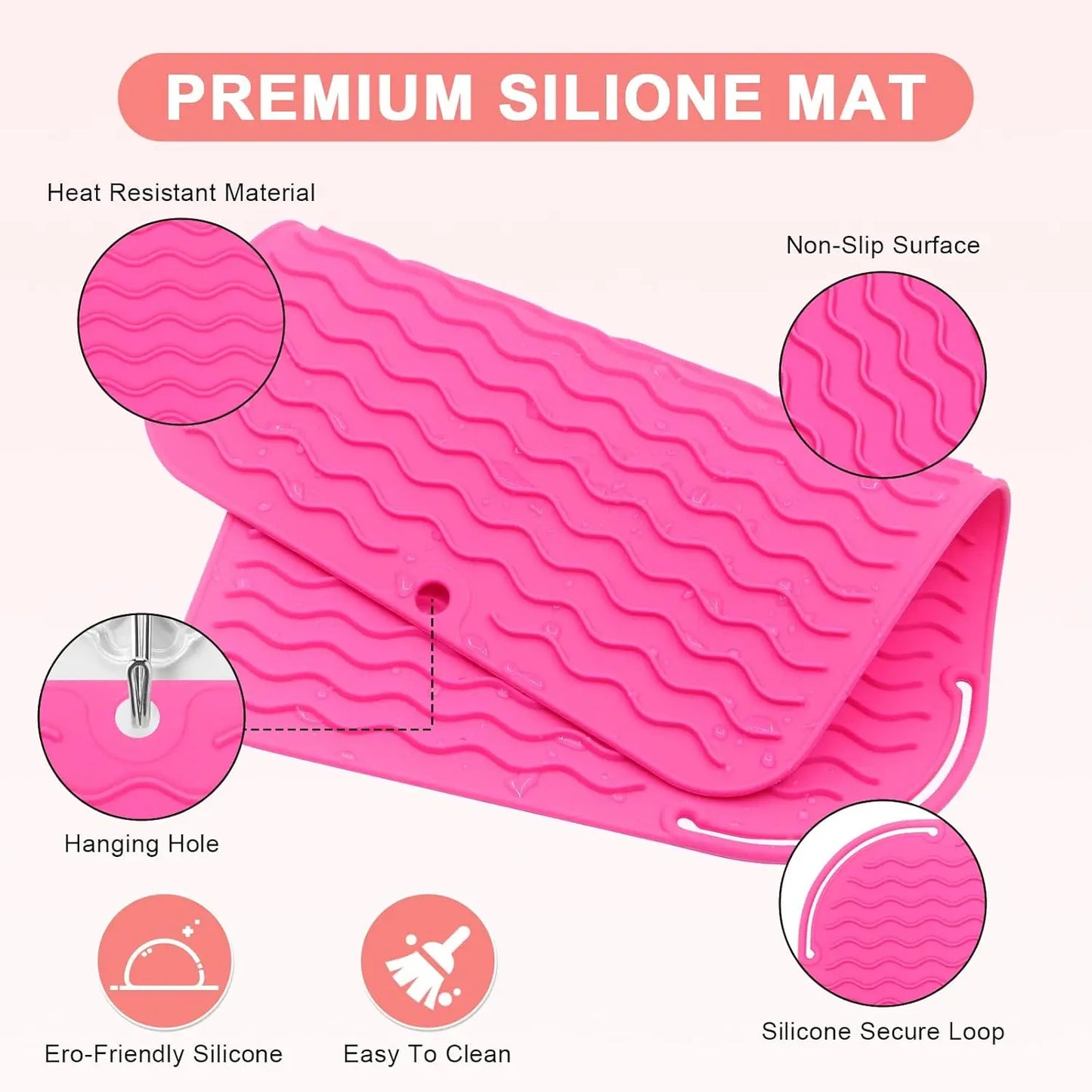 New Plus Size Silicone Heat Resistant Mat Portable Travel Hot Tools Pad Cover for Curling Iron, Flat Iron Hair Straightener
