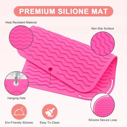 New Plus Size Silicone Heat Resistant Mat Portable Travel Hot Tools Pad Cover for Curling Iron, Flat Iron Hair Straightener