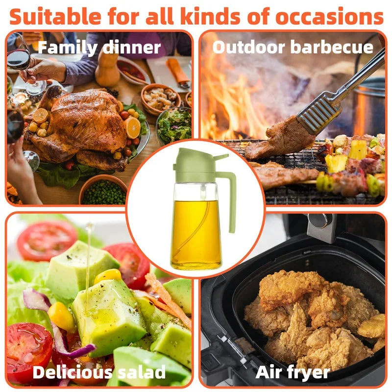 2IN1 Kitchen Oils Spray Spray Oil Sprayer Oil Cruet Bottle Camping Oil Dispensers Olive Oil Sprayer Mister for Air Fryer Salad