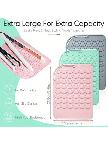 New Plus Size Silicone Heat Resistant Mat Portable Travel Hot Tools Pad Cover for Curling Iron, Flat Iron Hair Straightener