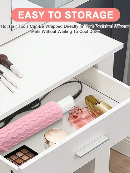 New Plus Size Silicone Heat Resistant Mat Portable Travel Hot Tools Pad Cover for Curling Iron, Flat Iron Hair Straightener